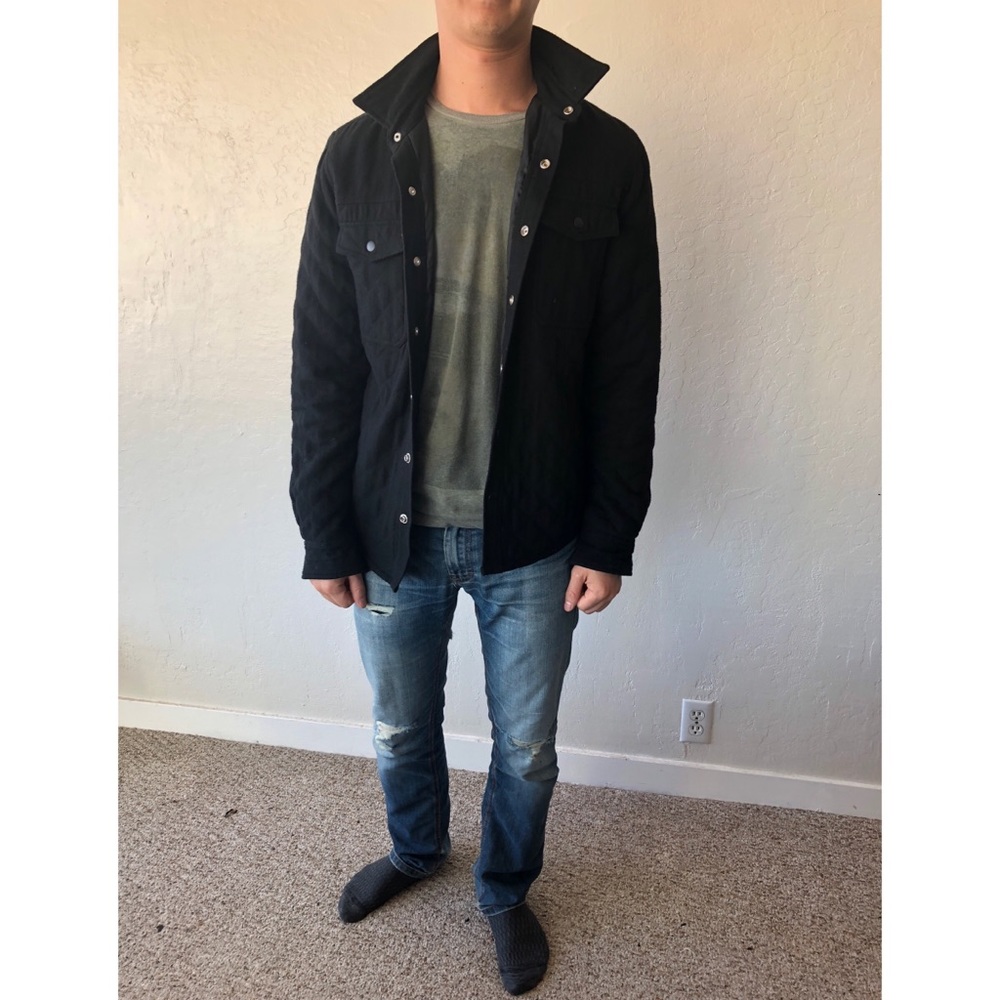 Quilted/satin button up black shirt - Men’s S